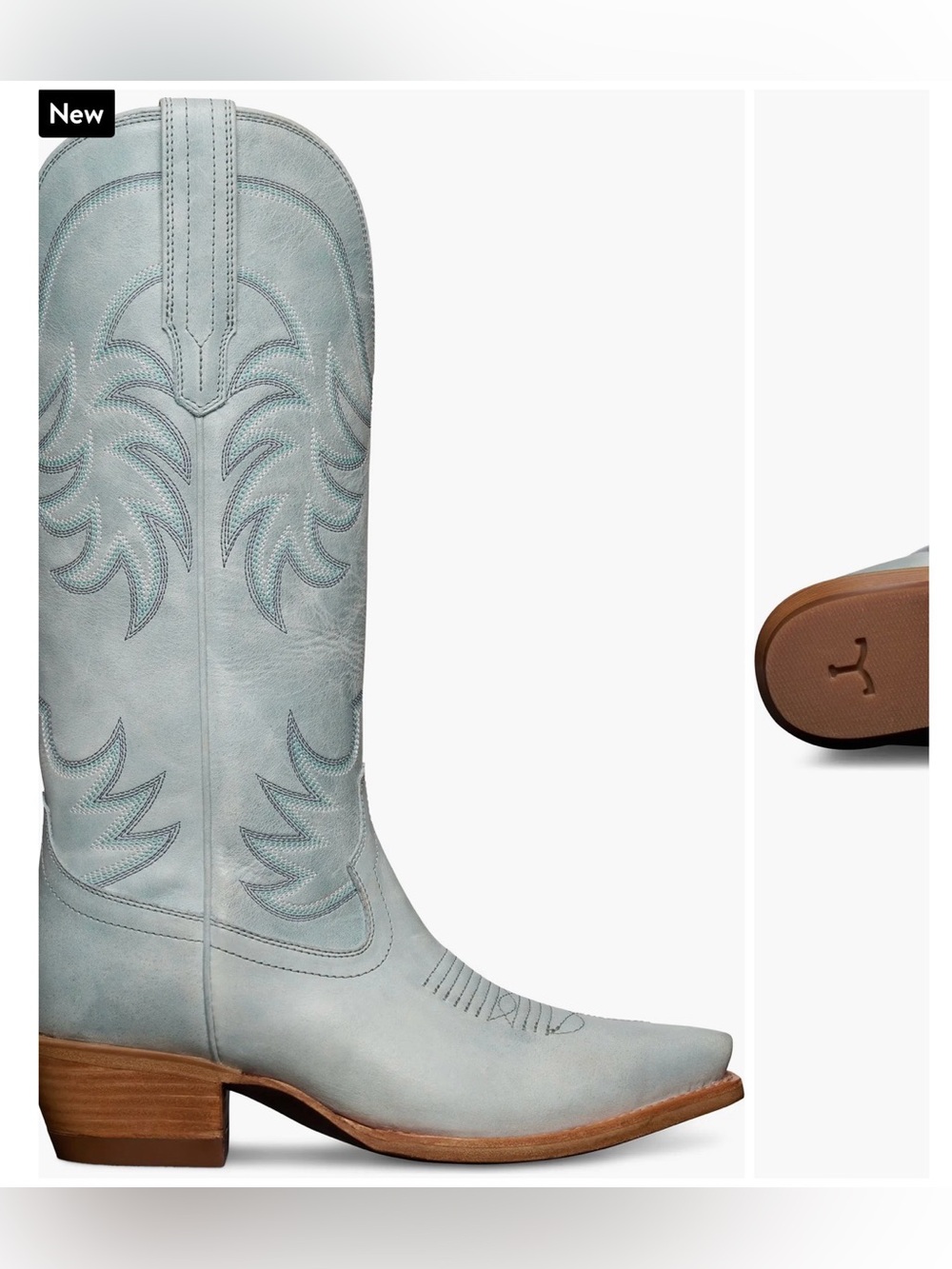 Tecovas Women's Light Blue Leather Western Heeled Boots